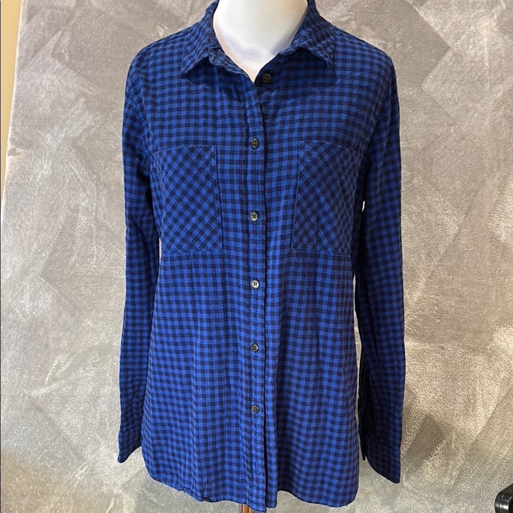 Preppy Cozy J. Crew Sz 8 Blue/Navy Flannel